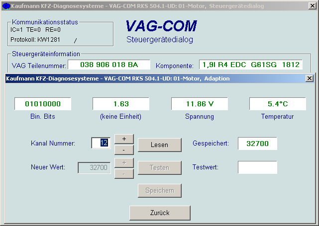 Adaptionskanäle bei VCDS